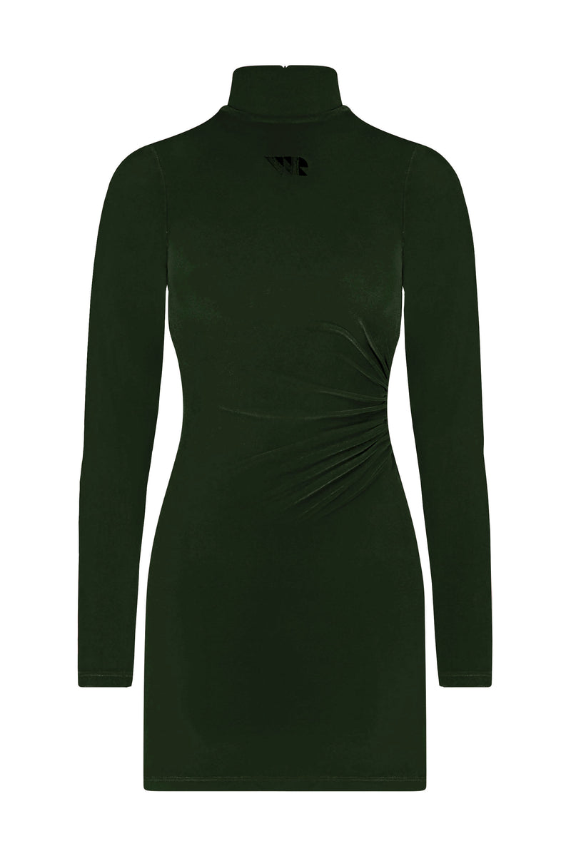 OCTA STRETCH VELVET MINI DRESS EVERGREEN / M OCTA STRETCH VELVET MINI DRESS EVERGREEN / M