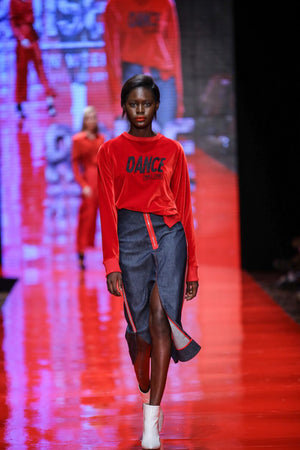 RHOMBII STRETCH VELVET SWEATSHIRT