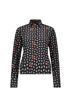 Washington Roberts Osa Shirt in Edo Dancer Geometric print - Silk Crepe de chine blouse