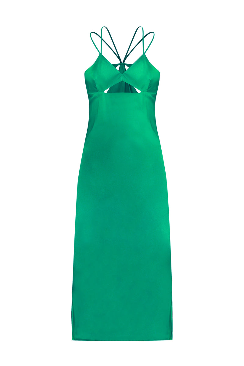 slim fit dress slacks Tangle Silk Charmeuse Slip Dress Green / 18