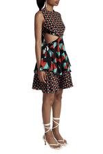Load image into Gallery viewer, Washington Roberts Dode Dress - Silk Patent Leather Tier Dress with Cut out

