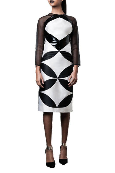 ELLIPSE SILK WOOL PATENT LEATHER DRESS | WASHINGTON ROBERTS ELLIPSE SILK WOOL PATENT LEATHER DRESS | WASHINGTON ROBERTS