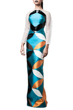 Load image into Gallery viewer, Washington Roberts Ellipse Gown - Womens geometric color blocked gown
