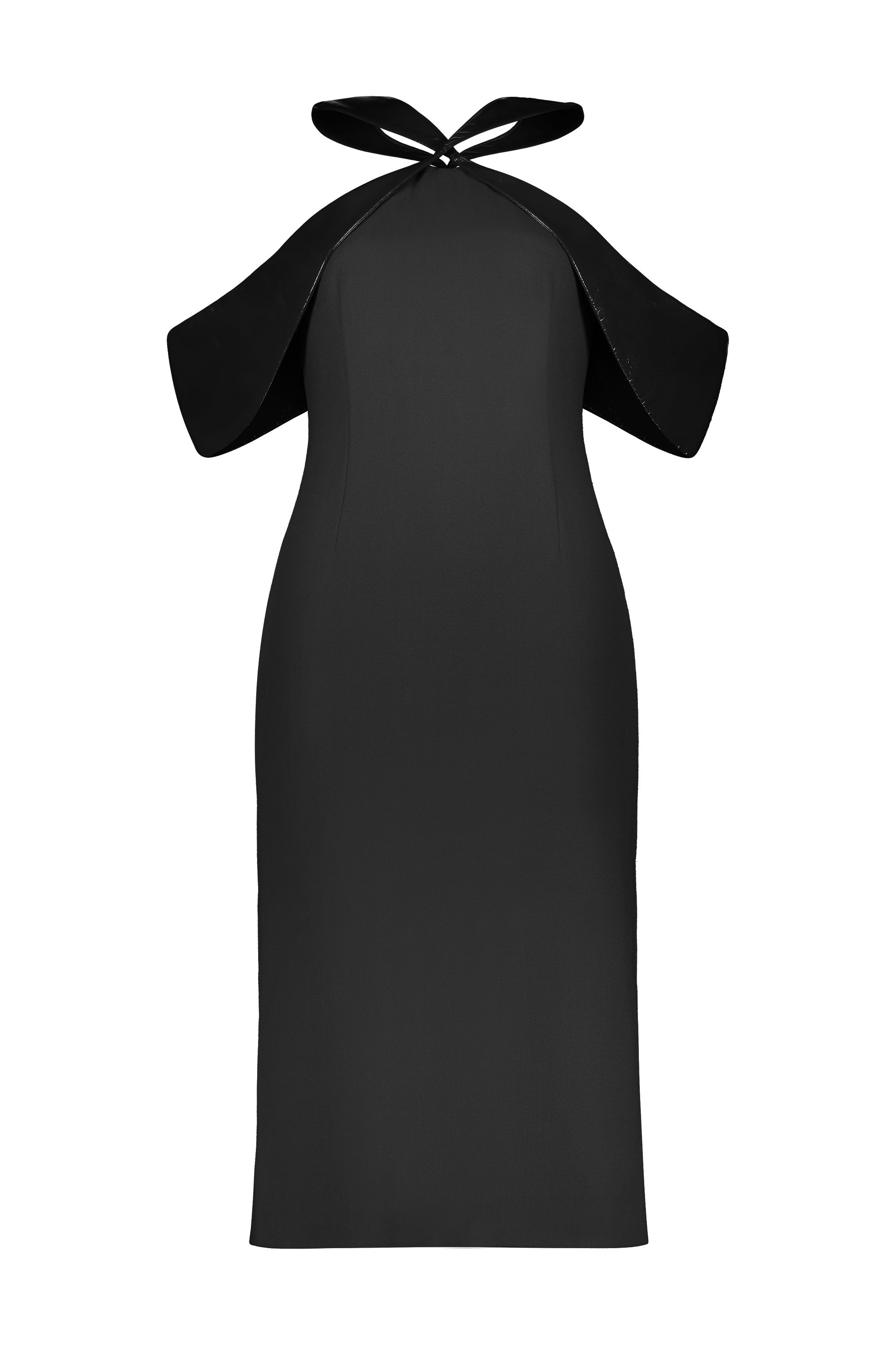 KITE WOOL CREPE AND PATENT LEATHER DRESS 16