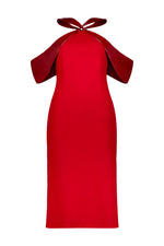Load image into Gallery viewer, Washington Roberts Kite Dress in Wool Crepe and 100% Calf Patent leather - Alter Neck Sheath Dress
