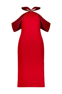 Washington Roberts Kite Dress in Wool Crepe and 100% Calf Patent leather - Alter Neck Sheath Dress