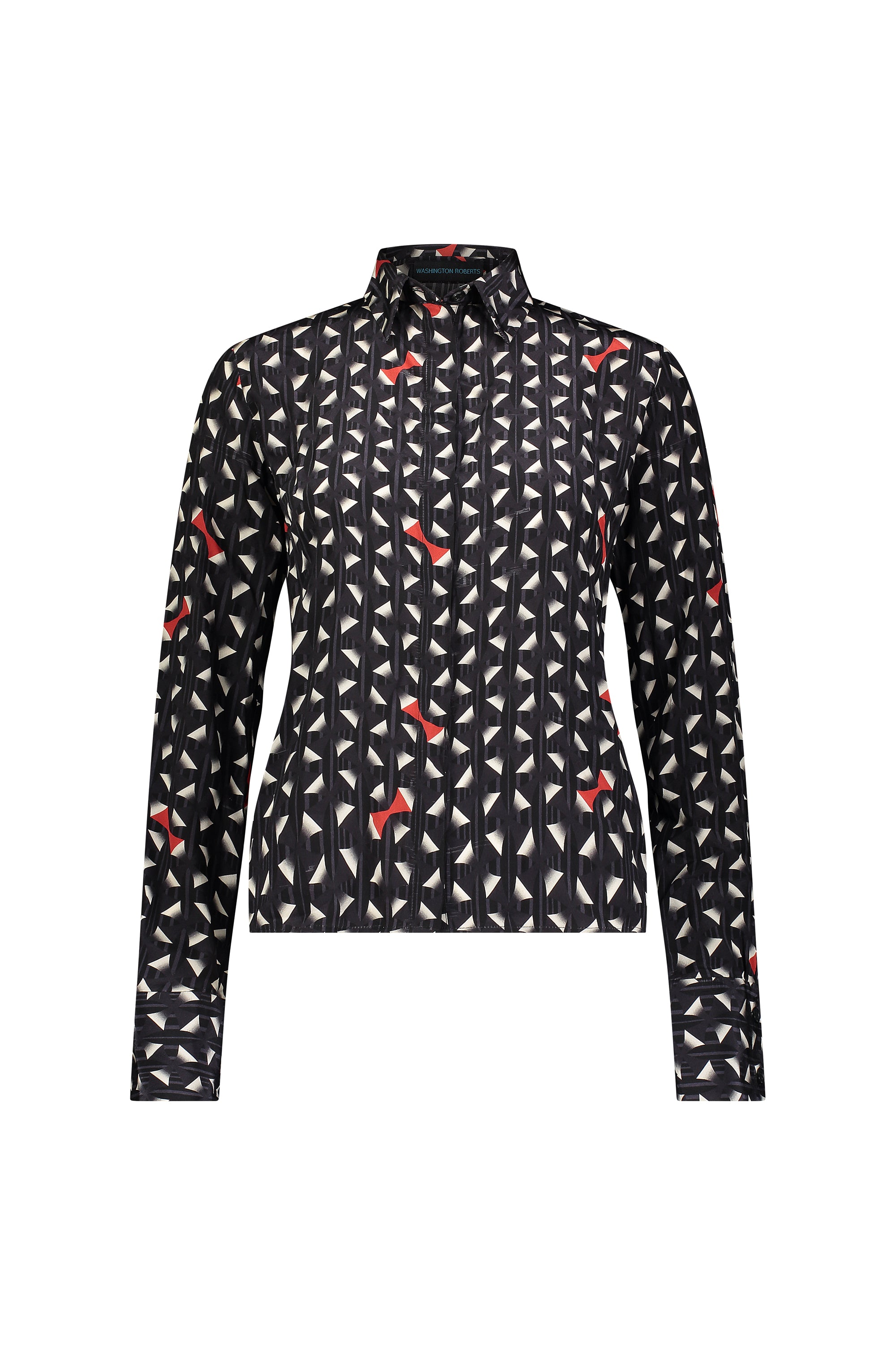 Washington Roberts Osa Shirt in Edo Dancer Geometric print - Silk Crepe de chine blouse