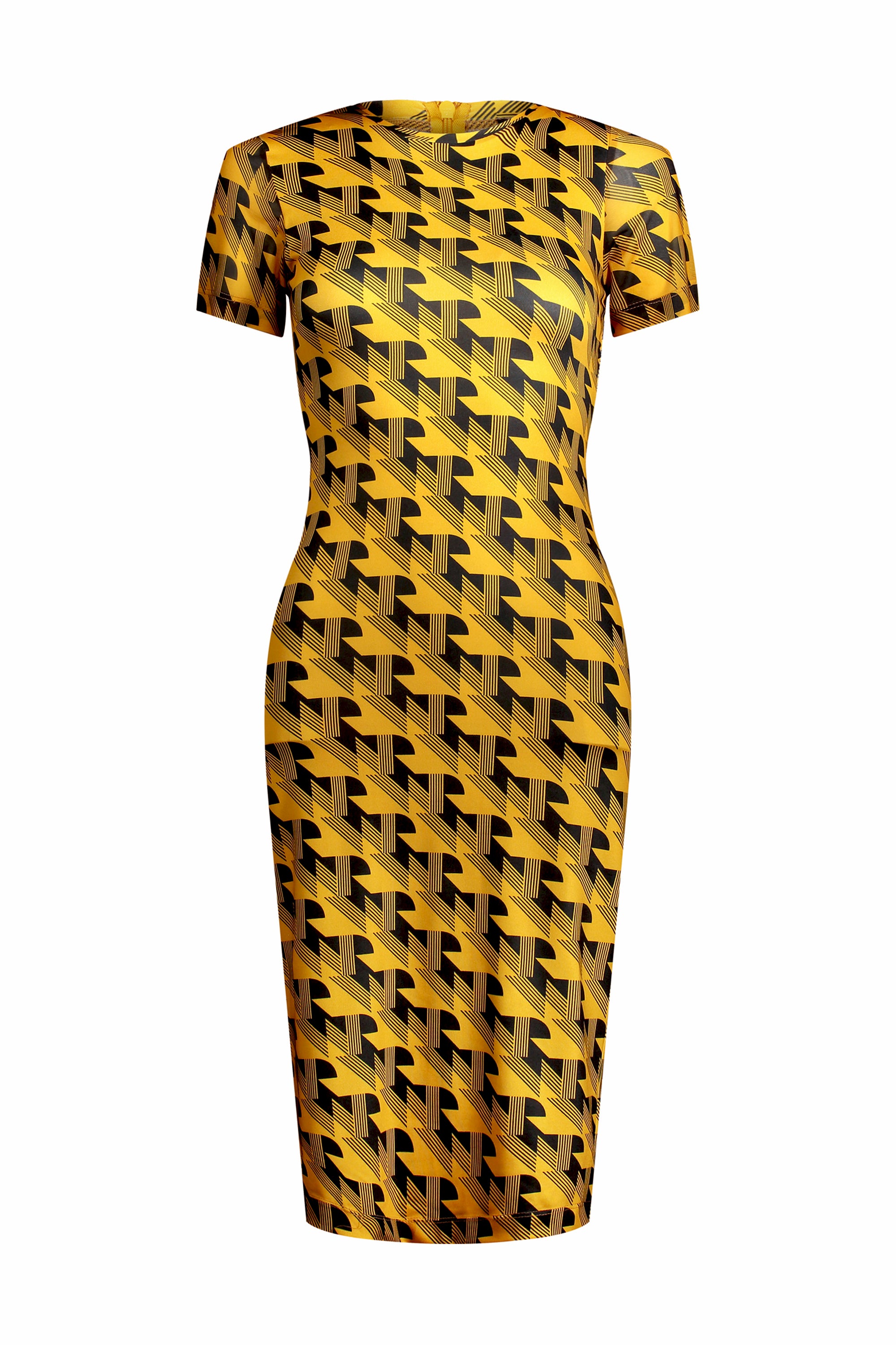 VENN STRETCH JERSEY DRESS MUSTARD/BLACK / L VENN STRETCH JERSEY DRESS MUSTARD/BLACK / L